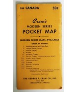Vintage 1950&#39;s Cram&#39;s Modern Series Pocket Map Canada 239 - £9.47 GBP