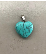 Dyed Imitation Turquoise Blue Howlite Heart Pendant 20x20mm stone cab ca... - £1.57 GBP