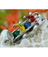 Vintage Sled Toboggan Pendant Charm Enamel 2 Children Sterling Silver  - £15.68 GBP