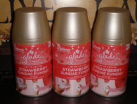 (3) Glade Automatic Spray Can Refills Strawberry Sundae Funday Fits Airwick - $27.49