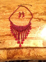 High Quality Ruby  Red Color Bead necklace - £157.11 GBP