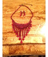 High Quality Ruby  Red Color Bead necklace - £157.11 GBP
