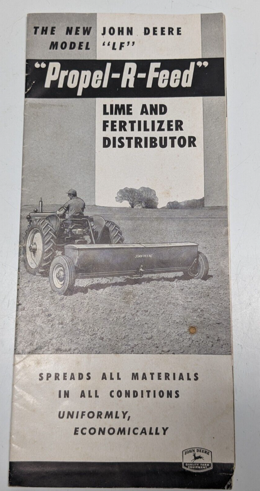 JOHN DEERE MODEL LF LIME / FERTILIZER DISTRIBUTOR 1954 SALES BROCHURE - $19.79
