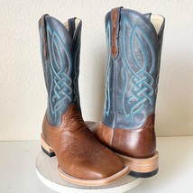 Lane Capitan NASHVILLE Mens Cowboy Boots Size 13D Brown Blue Leather Square Toe - £145.86 GBP