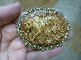 (CL78-10)  wild Tiger hunting grass cattails CAMEO Pin pendant Jewelry t... - £20.34 GBP