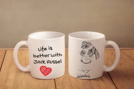 Jack Russell Terrier - mug with a dog - heart shape . &quot;Life is better with...&quot;.  - £11.95 GBP