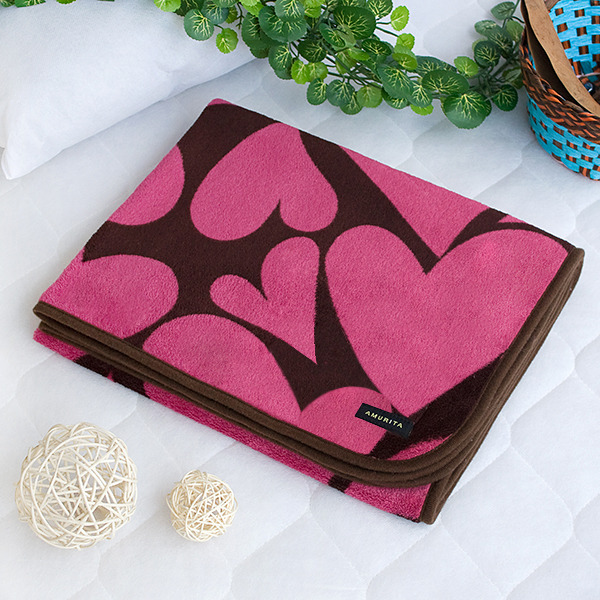 [Pink Heart] Japanese Coral Fleece Baby Throw Blanket