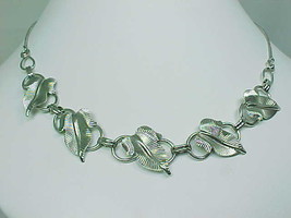 VAN DELL STERLING 17 inch NECKLACE with 5 Large Textured Leaves - STUNNING - £98.77 GBP