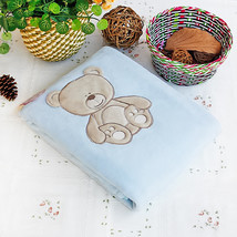 [Lovely Bear]Embroidered Polar Fleece Baby Throw Blanket  - $23.99