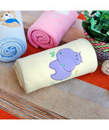 [Purple Hippo - Yellow]Coral Fleece Baby Throw Blanket  - £15.97 GBP