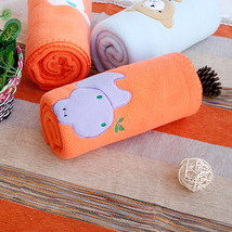 [Purple Hippo - Orange]Coral Fleece Baby Throw Blanket  - £16.05 GBP