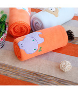 [Purple Hippo - Orange]Coral Fleece Baby Throw Blanket  - £15.63 GBP