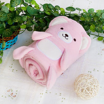 [Happy Bear - Pink]Coral Fleece Baby Throw Blanket  - £21.50 GBP