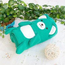 [Happy Bear - Green]Coral Fleece Baby Throw Blanket  - £21.67 GBP