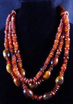 Vintage Chestnut Caramel Amber Bakelite Triple-Strand Necklace, 191g - $599.00