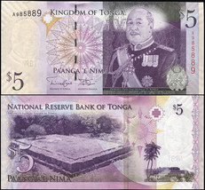 Tonga. Banknote 5 pa&#39;anga. ND (2013). Unc. Paper. Cat# P.39b - £7.59 GBP