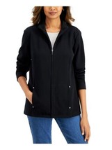 MSRP $47 Karen Scott Womens Pocketed Mock Neck Zip Up Jacket Black Size Small - $29.70