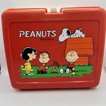 Vintage Peanuts Red Plastic Lunch Box 1965 By Schulz - $9.95