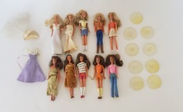 Vintage 1980s Kenner GLAMOUR GALS Dazzle Mini 4.25" Dolls Lot of 10 w 9 Stands  - $99.99