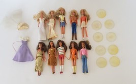 Vintage 1980s Kenner GLAMOUR GALS Dazzle Mini 4.25&quot; Dolls Lot of 10 w 9 ... - £78.75 GBP