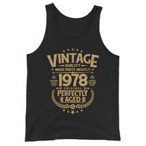 Vintage 40th Birthday Funny Tshirt 1978 Perfectly Aged Unisex Tank Top - £20.08 GBP