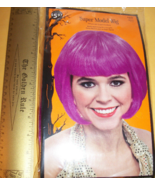 Super Model Purple Bob Wig Halloween Costume Adult Hair Do Prop Fashion ... - £4.36 GBP