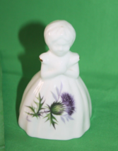 Vintage Luckenbooth Bone China Lady In Dress Shape Bell With Purple Flower - £15.56 GBP