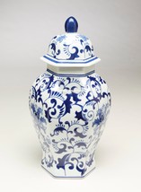 AA Importing 59805 14 Inch Hexagon Blue &amp; White Ginger Jar - £77.68 GBP