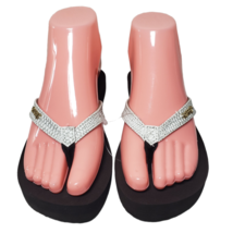 Reef Women Stargazer Cushion Sassy Grey Sparkle Open Toe Thong Flip Flops Sz 6 7 - £28.02 GBP