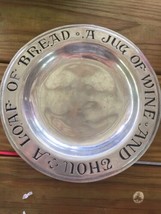 A LOAF OF BREAD A JUG OF WINE AND THOU A LOAF CAST PEWTER PLATE WILTON C... - $18.09