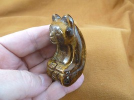 (Y-PAND-SI-707) little brown sitting PANDA BEAR bears gem stone gemstone carving - £14.01 GBP