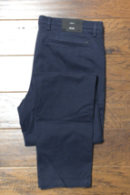 HUGO BOSS Uomo Kaito Slim Cotone Elastico Blu Scuro Pantaloni Chino 38R Eu 54 - £50.93 GBP