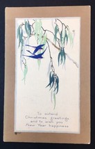 Antique  Merry Christmas Greeting Card P.F. Volland 707 1917 Art Deco Birds - £23.67 GBP