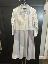 Donna Karan Mixed Stripe Button-Front Dress - Size L - $922.64 MXN