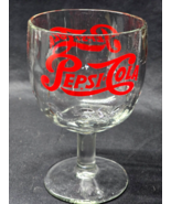 Vintage PEPSI COLA 6&quot; Thumbprint Goblet Old Style Logo 14oz Pepsi Advert... - $12.13 CAD