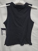 New Girls' Small 6/6X Notch Neck Ribbed Tank Ruffle Hem Top Black - Art Class image 3