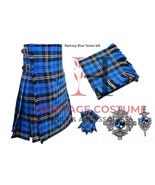 Highland Traditional Ramsey Blue Tartan 8 yard Kilts For Men&#39;s Custom Si... - £69.91 GBP+