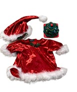 American Girl Bitty Baby 15&quot; Santa&#39;s Helper Velvet Dress Hat &amp; Tree Outf... - £26.44 GBP