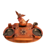 Vtg Wooden Cigarette Desktop Set Case Ashtray Match Holder Scottie Dog C... - $1,109.09 MXN