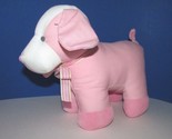 Russ Berrie plush pink baby dog rattle Denimal puppy denim toy ribbon ne... - $7.27