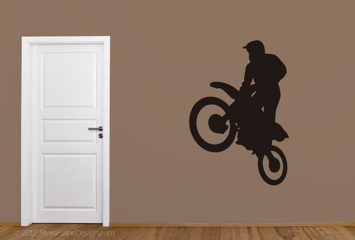 Motocross Dirt Bike Wheelie Removable Vinyl Wall Art sticker decal motorcycle di - $41.95