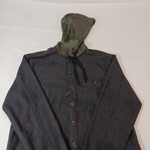 Billabong Baja Flannel Shirt Men's Gray Cotton Hooded Camo Button Up Shirt Sz M image 14