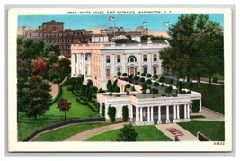 White House East Entrance Washington DC UNP Unused Linen Postcard N25 - £2.78 GBP