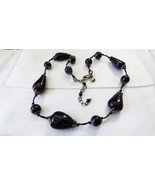 Fashion LC signed Black glass cord  link Necklace 18&quot;L - £22.68 GBP