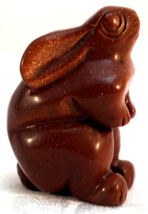 Bunny Rabbit Figurine Sculpted From Sparking Goldstone - $19.99
