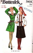 Misses&#39; DRESS or BLOUSE Vintage 1960&#39;s Butterick Pattern 5858 Size 12 - $12.00