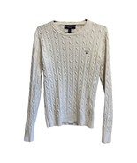 Gant Ladies White Stretch Cotton Jumper  Pullover Cable Knit with Logo,s... - £15.31 GBP