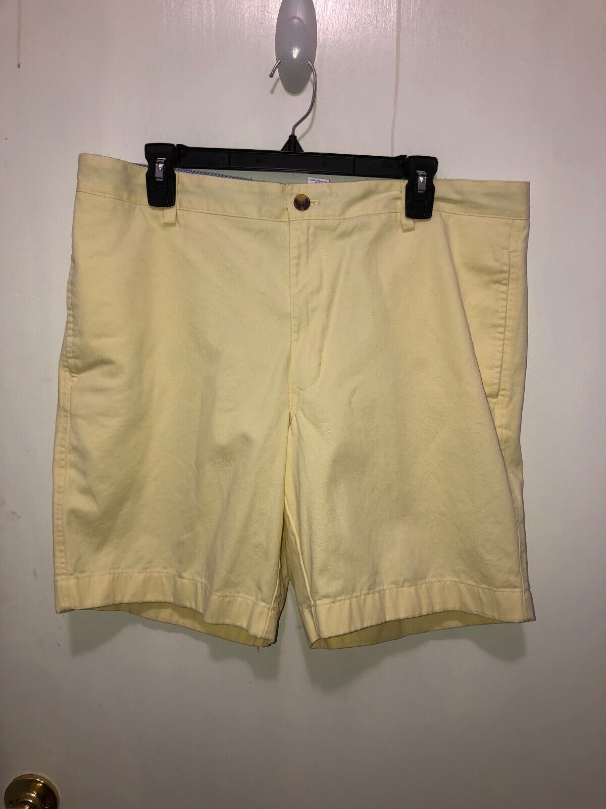 Chaps Mens Pastel Yellow Cotton Chino Shorts SZ 36 Inseam 8&quot; - $13.85