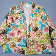 Emma James Womens Jacket Size 12 Tan Floral Preppy Boho Linen Open Class... - £9.02 GBP