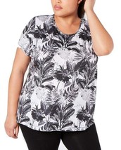 Ideology Womens Plus Size Tropical Shadow Cutout Back T-Shirt Size 2X - £20.94 GBP